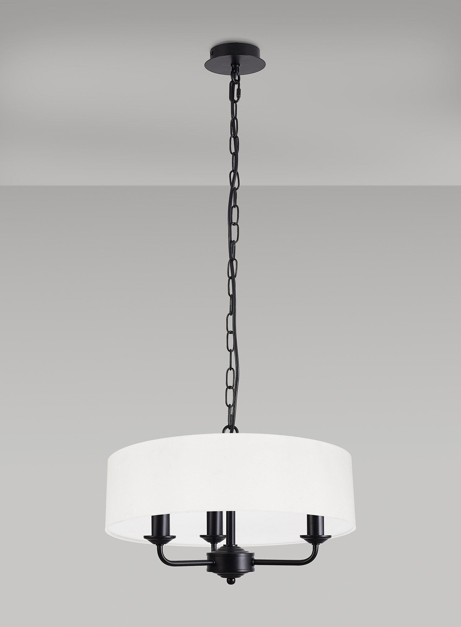 Banyan 45cm 3 Light Pendant Matt Black, White DK1007  Deco Banyan MB WH